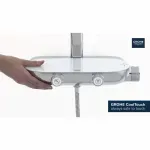 Casa si Gradina - Sanitare - Cazi si cabine de dus - Coloane si seturi de dus - Coloana de dus cu baterie termostatata crom - alb Grohe RainShower System SmartControl 360 Mono - Infinity.ro
