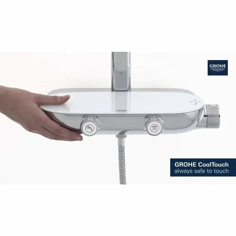 Casa si Gradina - Sanitare - Cazi si cabine de dus - Coloane si seturi de dus - Coloana de dus cu baterie termostatata crom - alb Grohe RainShower System SmartControl 360 Mono - Infinity.ro