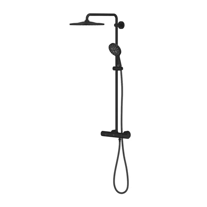 Casa si Gradina - Sanitare - Cazi si cabine de dus - Coloane si seturi de dus - Coloana de dus cu baterie termostatata negru mat Grohe RainShower - Infinity.ro