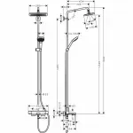 Casa si Gradina - Sanitare - Cazi si cabine de dus - Coloane si seturi de dus - Coloana de dus cu baterie termostatata si pipa cada Hansgrohe Croma E 280 - Infinity.ro
