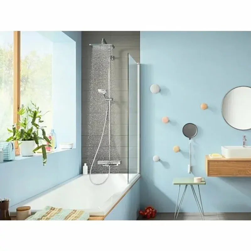 Casa si Gradina - Sanitare - Cazi si cabine de dus - Coloane si seturi de dus - Coloana de dus cu baterie termostatata si pipa cada Hansgrohe Croma E 280 - Infinity.ro