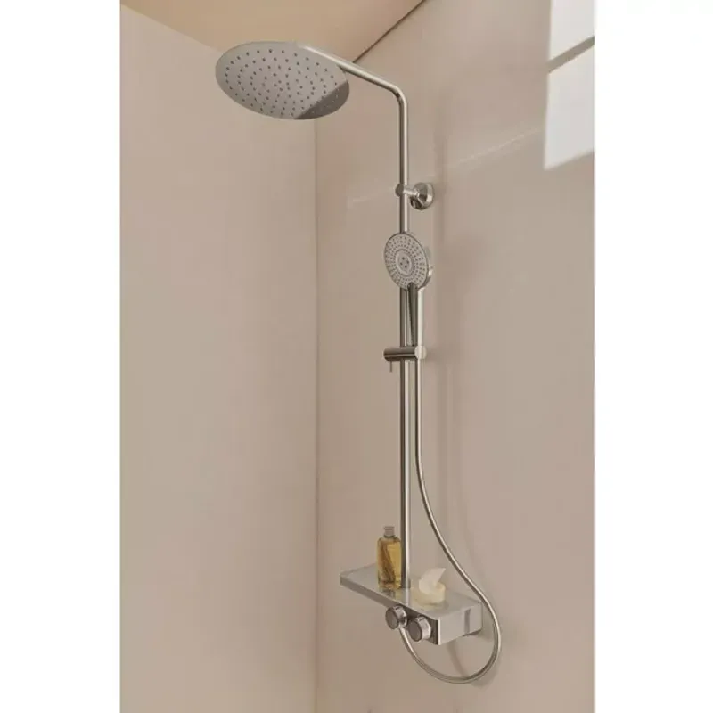 Casa si Gradina - Sanitare - Cazi si cabine de dus - Coloane si seturi de dus - Coloana de dus cu baterie termostatata si etajera sticla Ideal Standard Ceratherm S200 - Infinity.ro
