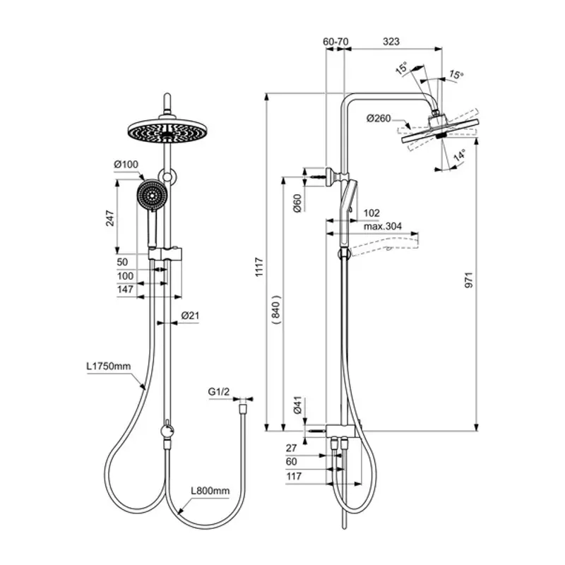 Casa si Gradina - Sanitare - Cazi si cabine de dus - Coloane si seturi de dus - Coloana de dus Ideal Standard Ceraflow 25+ fara baterie crom - Infinity.ro