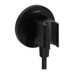 Casa si Gradina - Sanitare - Cazi si cabine de dus - Coloane si seturi de dus - Cot conector dus Hansgrohe Fixfit S cu suport para negru mat - Infinity.ro