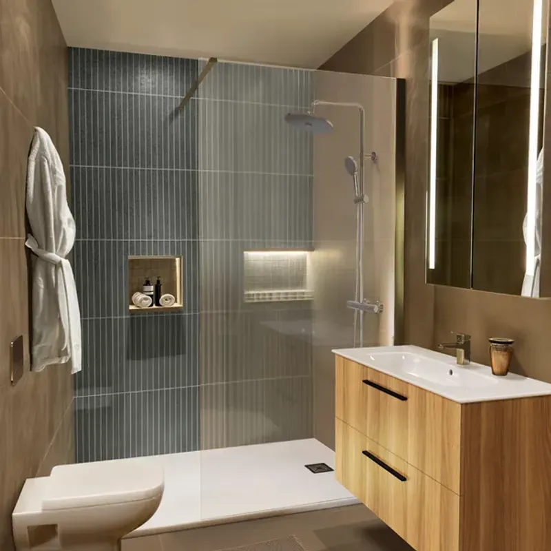 Casa si Gradina - Sanitare - Cazi si cabine de dus - Coloane si seturi de dus - Coloana de dus termostatata crom Ideal Standard Ceratherm T25+ - Infinity.ro