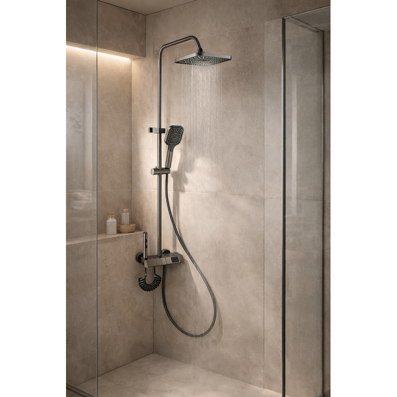Casa si Gradina - Sanitare - Cazi si cabine de dus - Coloane si seturi de dus - Coloana de dus RAIZ Origins Pulse, 4 functii, Afisaj digital, Jet reglabil, Presiune ridicata - Infinity.ro