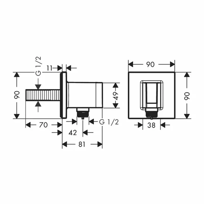 Casa si Gradina - Sanitare - Cazi si cabine de dus - Coloane si seturi de dus - Cot conector dus cu suport para Hansgrohe Fixfit E crom lucios - Infinity.ro