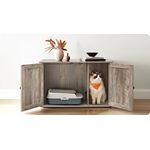 Casa si Gradina - Mobilier - Comode si corpuri - Comode - FEANDREA Cusca pentru pisici tip comoda, cu usi si perete despartitor, 80x53x50cm, gri - Infinity.ro
