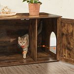 Casa si Gradina - Mobilier - Comode si corpuri - Comode - FEANDREA Cusca pentru pisici tip comoda, cu usi si perete despartitor, 80x53x50cm, maro - Infinity.ro