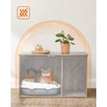 Casa si Gradina - Mobilier - Comode si corpuri - Comode - FEANDREA Cusca pentru pisici tip comoda, cu usi si perete despartitor, 80x53x50cm, gri - Infinity.ro