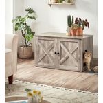 Casa si Gradina - Mobilier - Comode si corpuri - Comode - FEANDREA Cusca pentru pisici tip comoda, cu usi si perete despartitor, 80x53x50cm, gri - Infinity.ro