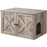 Casa si Gradina - Mobilier - Comode si corpuri - Comode - FEANDREA Cusca pentru pisici tip comoda, cu usi si perete despartitor, 80x53x50cm, gri - Infinity.ro