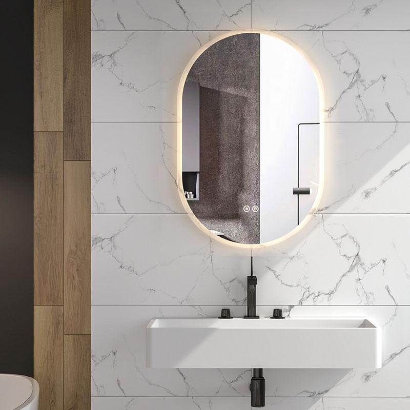 Casa si Gradina - Mobilier - Mobilier baie - Oglinzi baie - Oglinda Fluminia, Dali, ovala, cu iluminare LED, 3 culori - Infinity.ro