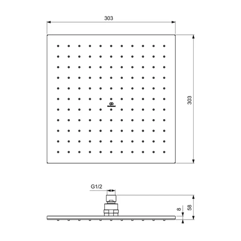 Casa si Gradina - Sanitare - Cazi si cabine de dus - Coloane si seturi de dus - Palarie de dus Ideal Standard IdealRain 300x300 mm crom lucios 1 functie - Infinity.ro