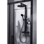 Casa si Gradina - Sanitare - Cazi si cabine de dus - Coloane si seturi de dus - Palarie de dus rotunda din aluminiu Ideal Standard Alu+ negru mat 2 functii - Infinity.ro