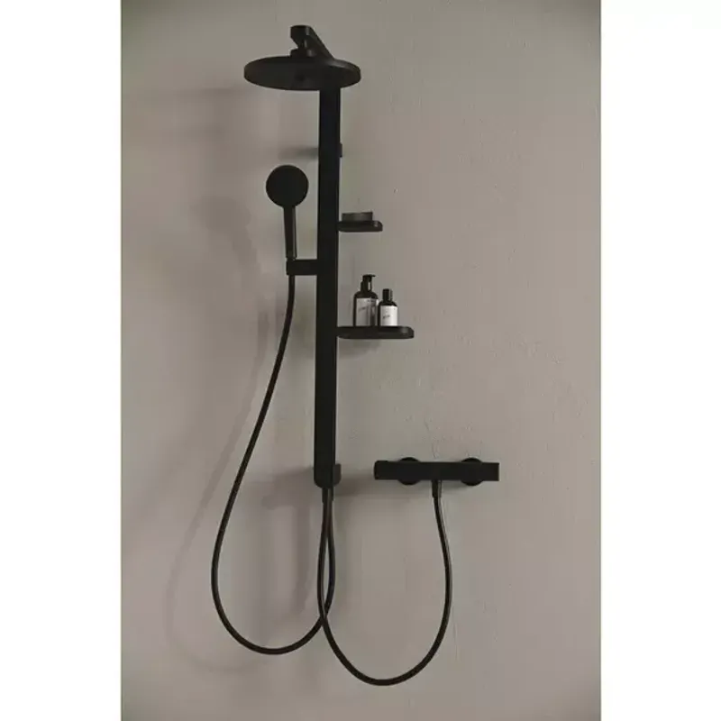 Casa si Gradina - Sanitare - Cazi si cabine de dus - Coloane si seturi de dus - Palarie de dus rotunda din aluminiu Ideal Standard Alu+ negru mat 2 functii - Infinity.ro