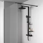 Casa si Gradina - Sanitare - Cazi si cabine de dus - Coloane si seturi de dus - Palarie de dus rotunda din aluminiu Ideal Standard Alu+ negru mat 2 functii - Infinity.ro