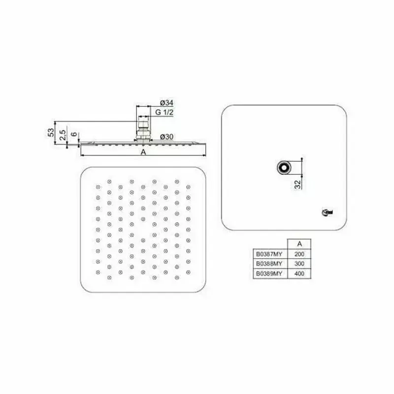 Casa si Gradina - Sanitare - Cazi si cabine de dus - Coloane si seturi de dus - Palarie dus Ideal Standard IdealRain Luxe M1 patrata 200x200 mm - Infinity.ro