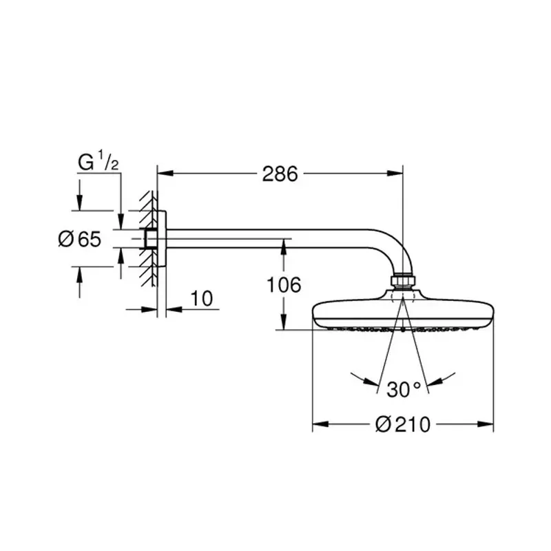 Casa si Gradina - Sanitare - Cazi si cabine de dus - Coloane si seturi de dus - Palarie de dus rotunda negru mat Grohe Tempesta 210 mm cu brat - Infinity.ro