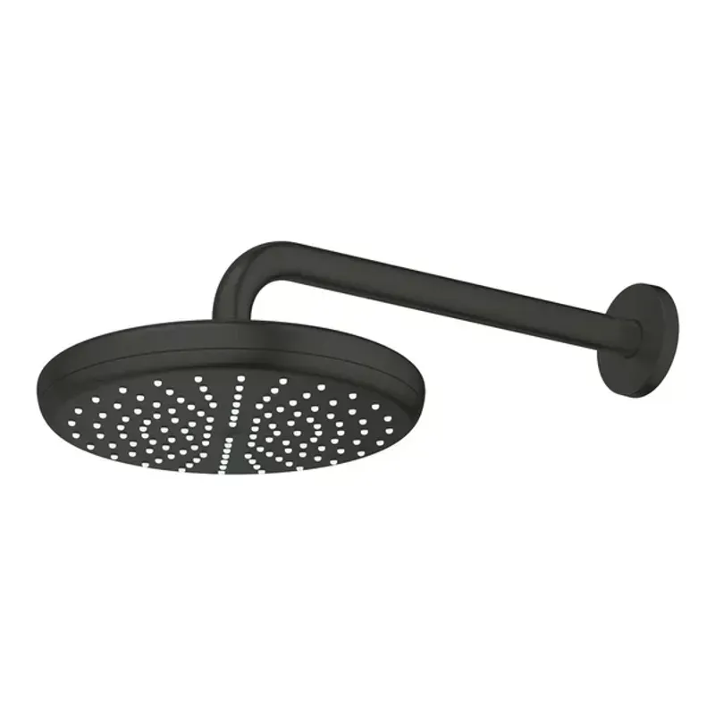 Casa si Gradina - Sanitare - Cazi si cabine de dus - Coloane si seturi de dus - Palarie de dus rotunda negru mat Grohe Tempesta 210 mm cu brat - Infinity.ro