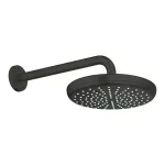 Casa si Gradina - Sanitare - Cazi si cabine de dus - Coloane si seturi de dus - Palarie de dus rotunda negru mat Grohe Tempesta 210 mm cu brat - Infinity.ro