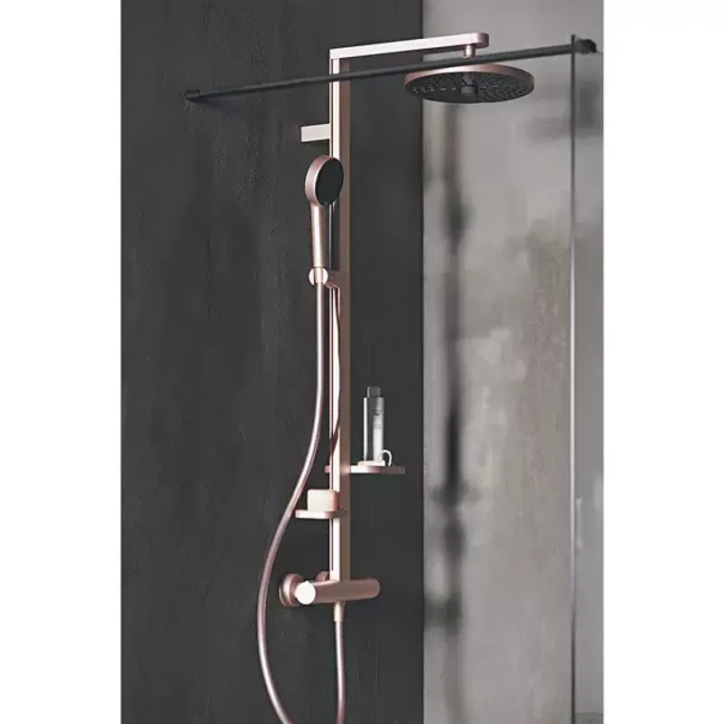 Casa si Gradina - Sanitare - Cazi si cabine de dus - Coloane si seturi de dus - Palarie de dus rotunda din aluminiu Ideal Standard Alu+ rose mat 2 functii - Infinity.ro