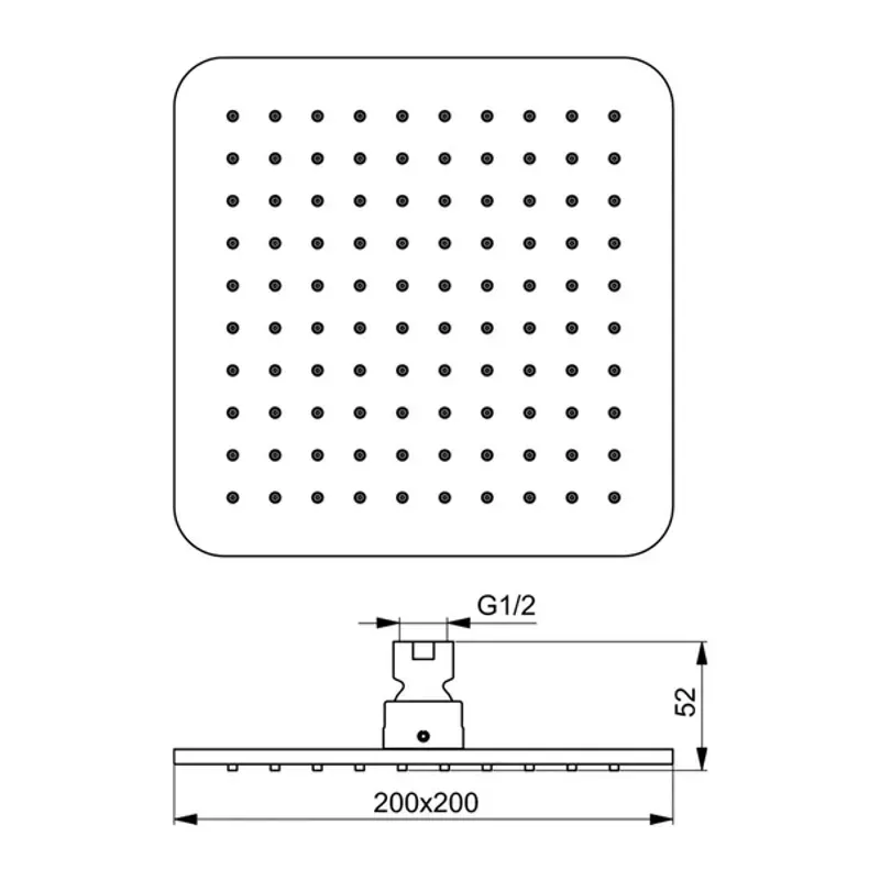 Casa si Gradina - Sanitare - Cazi si cabine de dus - Coloane si seturi de dus - Palarie dus Ideal Standard IdealRain Square negru mat 200x200 mm - Infinity.ro