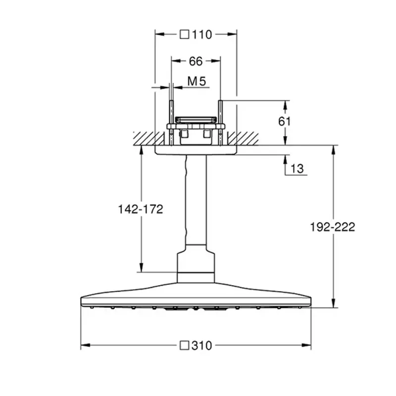 Casa si Gradina - Sanitare - Cazi si cabine de dus - Coloane si seturi de dus - Palarie si brat de dus Grohe Rainshower Mono Cube 310 crom periat Supersteel 2 functii - Infinity.ro