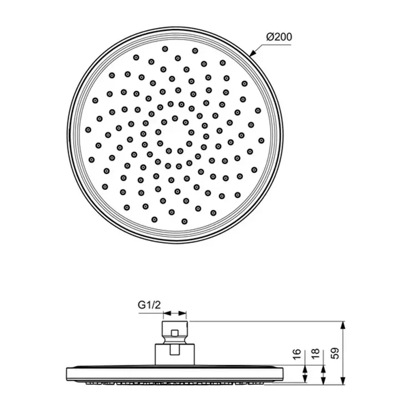 Casa si Gradina - Sanitare - Cazi si cabine de dus - Coloane si seturi de dus - Palarie dus Ideal Standard IdealRain negru mat 200 mm - Infinity.ro