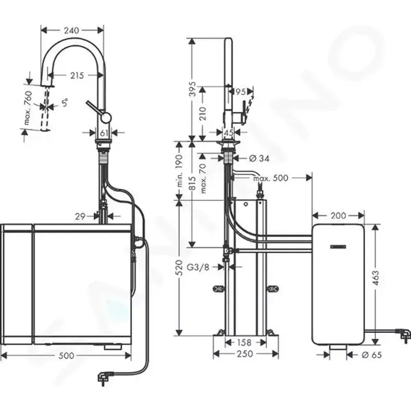 Casa si Gradina - Sanitare - Chiuveta bucatarie si accesorii - Baterii bucatarie - Set crom periat Hansgrohe Aquittura Select M91 SodaSystem 210 sBox cu 1 jet - Infinity.ro