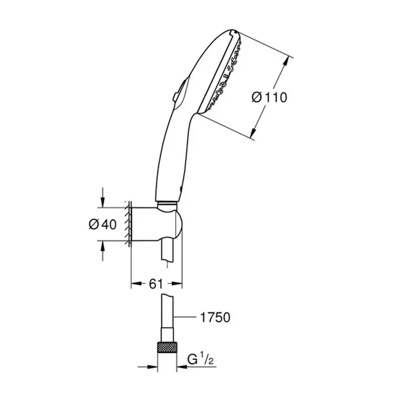 Casa si Gradina - Sanitare - Cazi si cabine de dus - Coloane si seturi de dus - Set de dus cu porter Grohe Tempesta 110 crom 3 functii - Infinity.ro