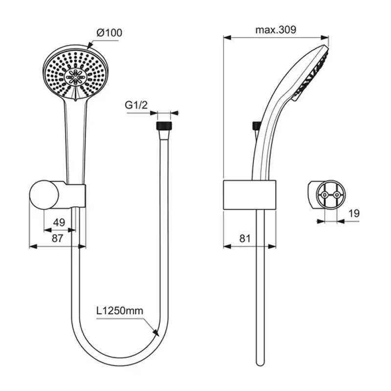Casa si Gradina - Sanitare - Cazi si cabine de dus - Coloane si seturi de dus - Set de dus cu porter Ideal Standard IdealRain Soft crom lucios 3 functii - Infinity.ro