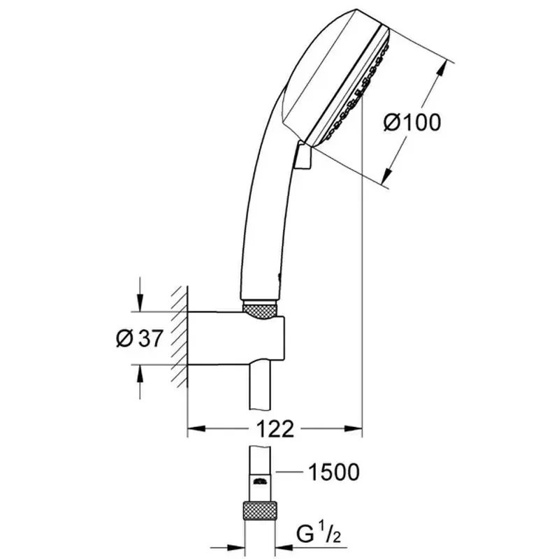 Casa si Gradina - Sanitare - Cazi si cabine de dus - Coloane si seturi de dus - Set de dus Grohe Tempesta Cube 110 cu porter si 3 functii - Infinity.ro