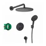 Casa si Gradina - Sanitare - Cazi si cabine de dus - Coloane si seturi de dus - Sistem de dus incastrat Hansgrohe Croma 280 Ecostat S negru mat - Infinity.ro