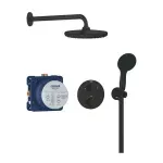 Casa si Gradina - Sanitare - Cazi si cabine de dus - Coloane si seturi de dus - Sistem de dus incastrat Grohe Precision cu palarie rotunda Vitalio Start 250 negru mat - Infinity.ro