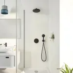 Casa si Gradina - Sanitare - Cazi si cabine de dus - Coloane si seturi de dus - Sistem de dus incastrat Grohe Precision cu palarie rotunda Vitalio Start 250 negru mat - Infinity.ro