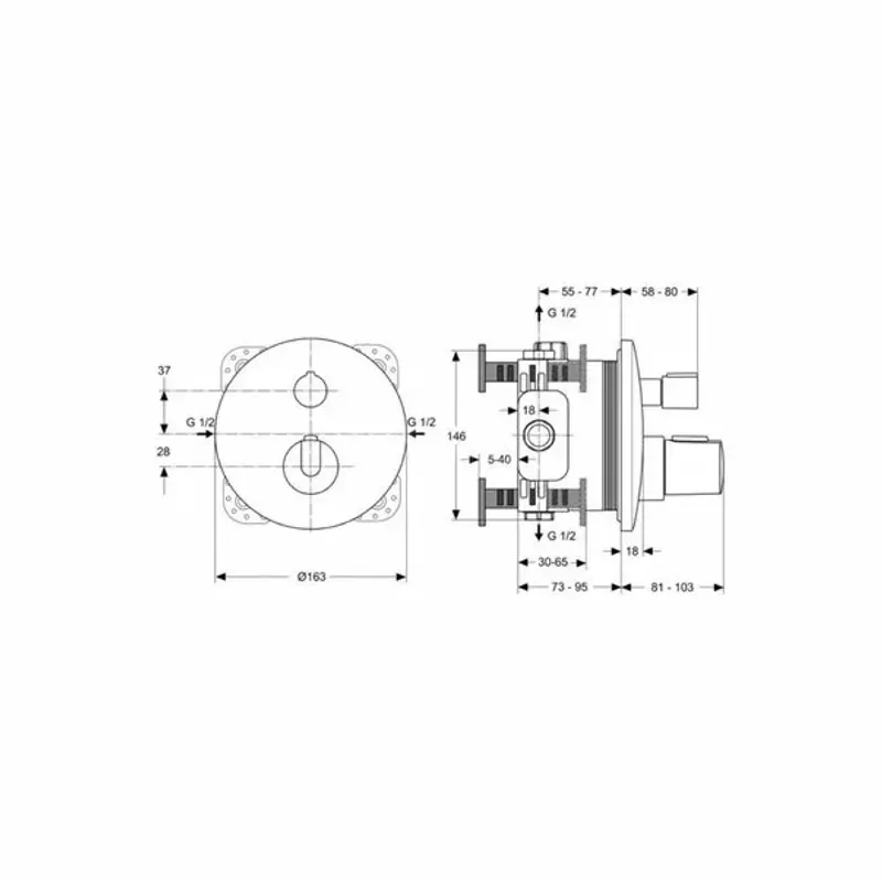 Casa si Gradina - Sanitare - Cazi si cabine de dus - Coloane si seturi de dus - Sistem de dus Ideal Standard Ceratherm 100 termostatic - Infinity.ro