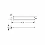 Casa si Gradina - Sanitare - Suporturi si accesorii baie - Suporturi baie - Suport prosop doua brate Grohe Essentials Cube 439 mm - Infinity.ro