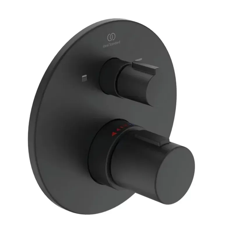 Casa si Gradina - Sanitare - Cazi si cabine de dus - Coloane si seturi de dus - Sistem de dus incastrat Ideal Standard Ceratherm T100 negru mat - Infinity.ro