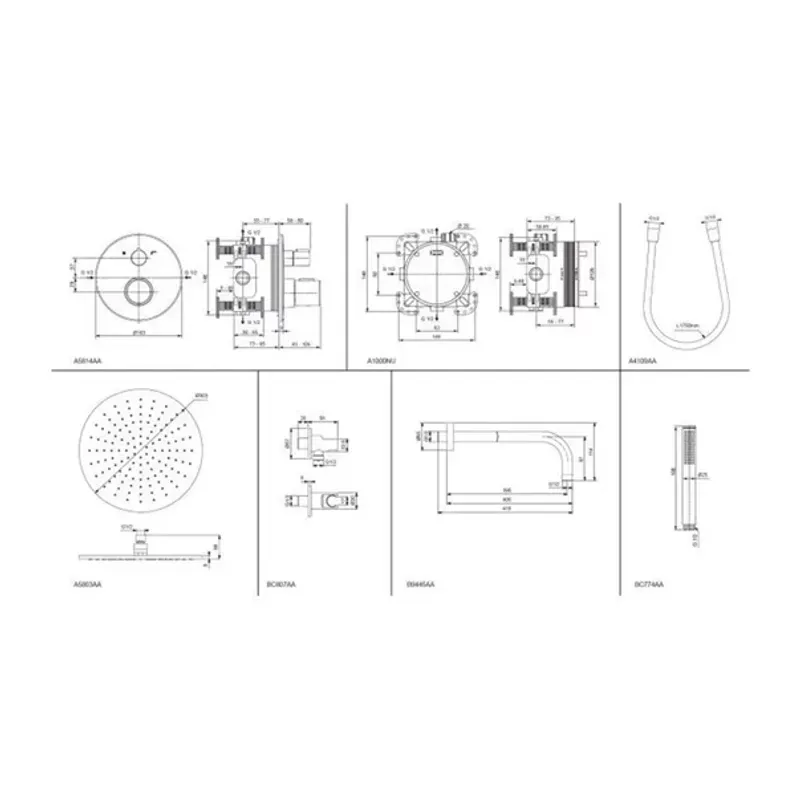Casa si Gradina - Sanitare - Cazi si cabine de dus - Coloane si seturi de dus - Sistem de dus incastrat Ideal Standard Ceratherm T100 negru mat - Infinity.ro