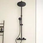 Casa si Gradina - Sanitare - Cazi si cabine de dus - Coloane si seturi de dus - Coloana de dus cu termostat Ideal Standard Ceratherm T25 negru mat palarie 1 functie - Infinity.ro
