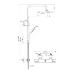 Casa si Gradina - Sanitare - Cazi si cabine de dus - Coloane si seturi de dus - Coloana de dus cu termostat Ideal Standard Ceratherm T25 negru mat palarie 1 functie - Infinity.ro