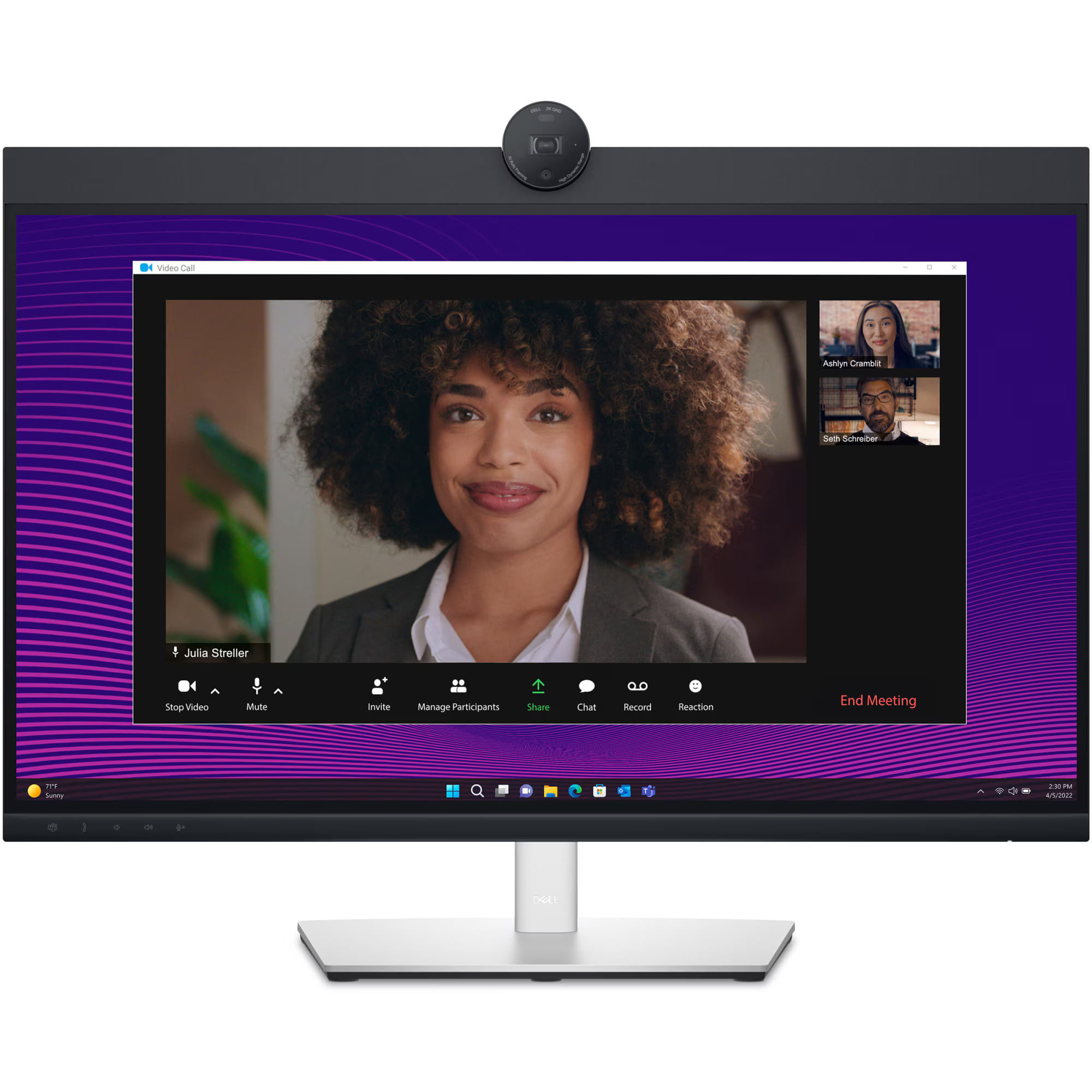 Monitor LED IPS Dell Pro 27" Video Conferinta P2724DEB, QHD (2560x1440 ), 60Hz, Webcam, Boxe 5W x2, Microfon, Daisy Chai