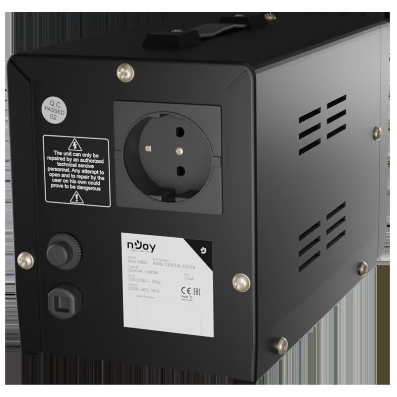 PC, gaming si accesorii - UPS-uri - Stabilizatoare de tensiune - Stabilizator de tensiune nJoy Alvis 1000, 1000VA/600W, LCD Display - Infinity.ro