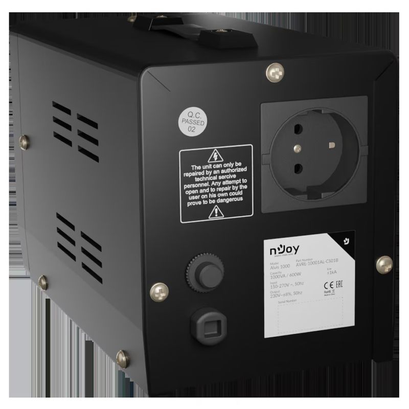 PC, gaming si accesorii - UPS-uri - Stabilizatoare de tensiune - Stabilizator de tensiune nJoy Alvis 1000, 1000VA/600W, LCD Display - Infinity.ro