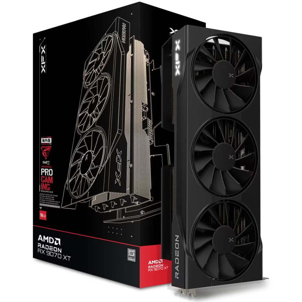 Placa video XFX Swift AMD Radeon RX 9070XT Triple fan Gaming Edition, 16GB GDDR6, 256-bit