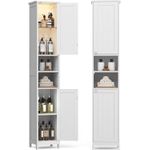 Casa si Gradina - Mobilier - Mobilier baie - Corpuri baie - Dulap baie inalt si ingust cu lumina LED, rafturi reglabile, MDF lacuit, 30x30x170 cm, alb - Infinity.ro