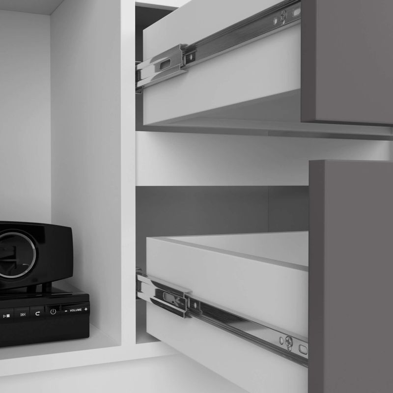 Casa si Gradina - Mobilier - Organizare si depozitare - Organizatoare pentru sertare si dulapuri - Dulap cu usa, 2 sertare si 7 rafturi, PAL laminat 16 mm, 80x35x180 cm, alb si gri - Infinity.ro