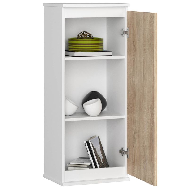 Casa si Gradina - Mobilier - Dulapuri si sifoniere - Dulapuri - Dulap suspendat, cu usa si 3 rafturi interioare, PAL 16 mm, 40x30x99 cm, alb si stejar sonoma - Infinity.ro
