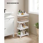 Casa si Gradina - Mobilier - Mobilier baie - Corpuri baie - Carucior de depozitare mobil cu roti, pe 4 niveluri, 40x22x87 cm, alb - Infinity.ro